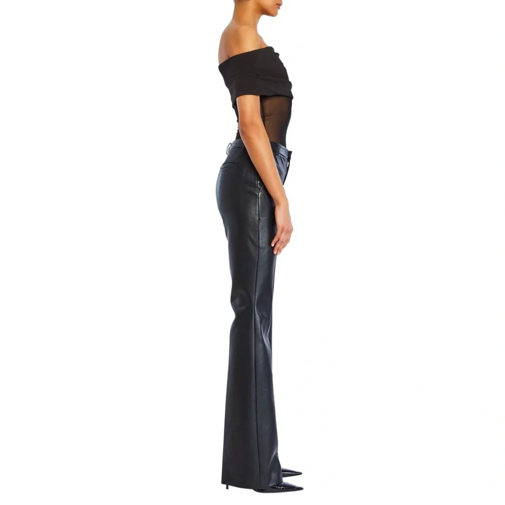 SER.O.YA Ronja Vegan Leather Trouser Black Flare Pants 4621-14 Size 2 NWT - Picture 14 of 16